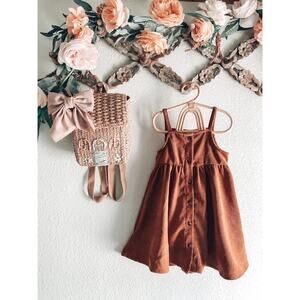 Falling For Autumn Cinnamon Corduroy Button Front Minimalist Dress 3T